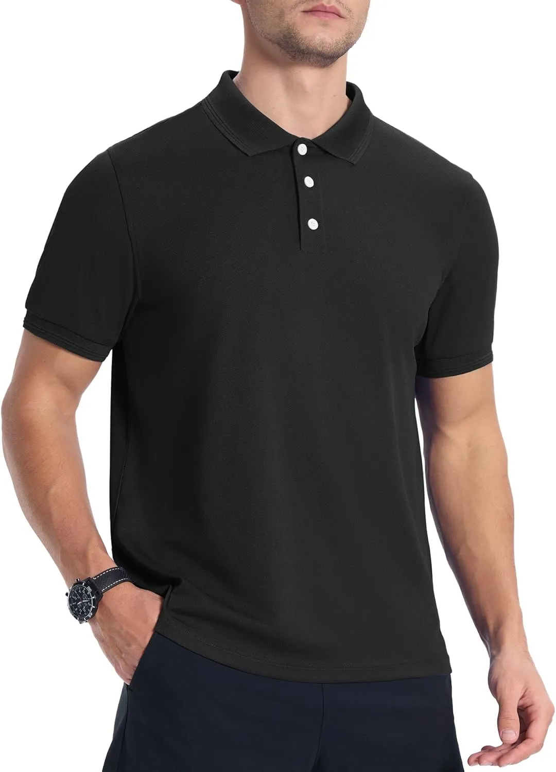 ZITY 3 Pack Mens Polo Shirts Short Sleeve Sports Moisture-Wicking Golf Shirt Business Causal Summer Tops