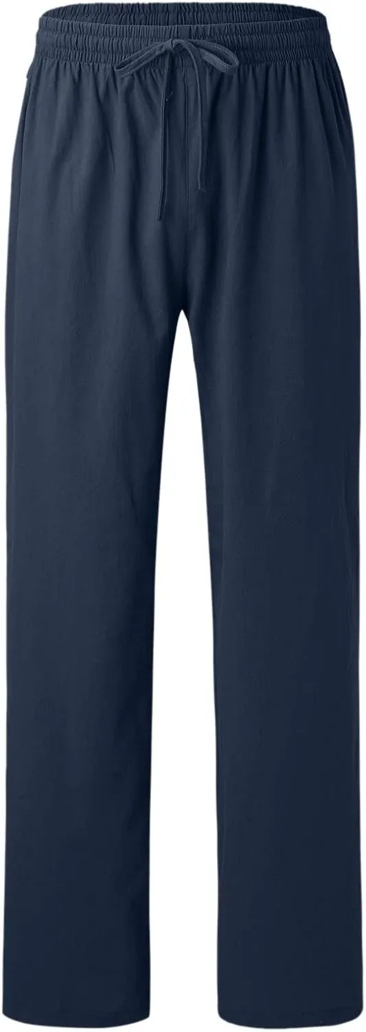 ZYXTIM Linen Pants Men Straight Leg Lightweight Casual Summer Trousers Comfortable Cool Dry Beach Pants Sport Yoga Trousers