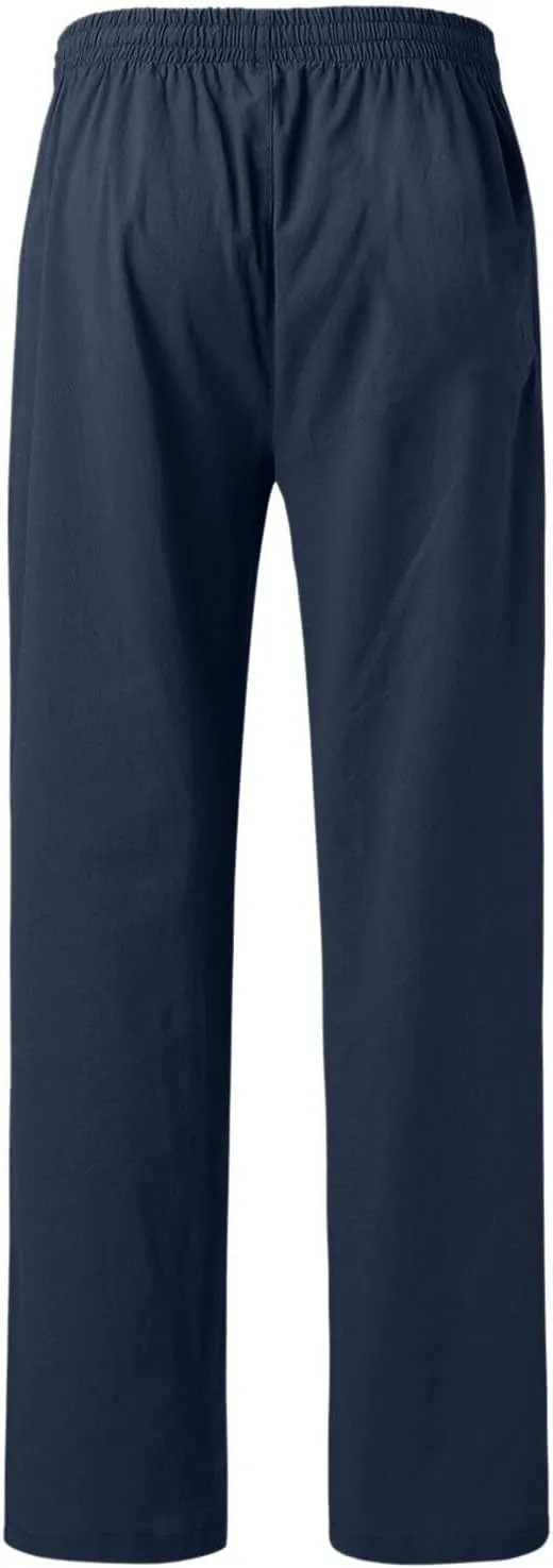 ZYXTIM Linen Pants Men Straight Leg Lightweight Casual Summer Trousers Comfortable Cool Dry Beach Pants Sport Yoga Trousers